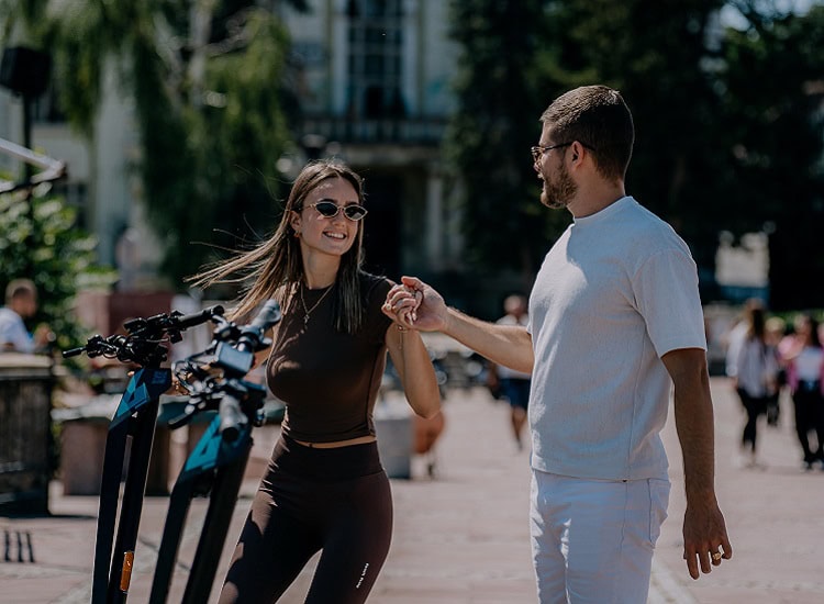 Ride an electric scooter