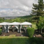 View to the village of Hillview Bulgaria with luxury awnings and green natural decoration.